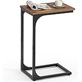 VASAGLE C-Shaped End Table, Small Sofa Side Table with Metal Frame | for Couch, Living Room, Bedroom, Bedside, Rustic Brown and Black, BARNET Collection ULET350B01
