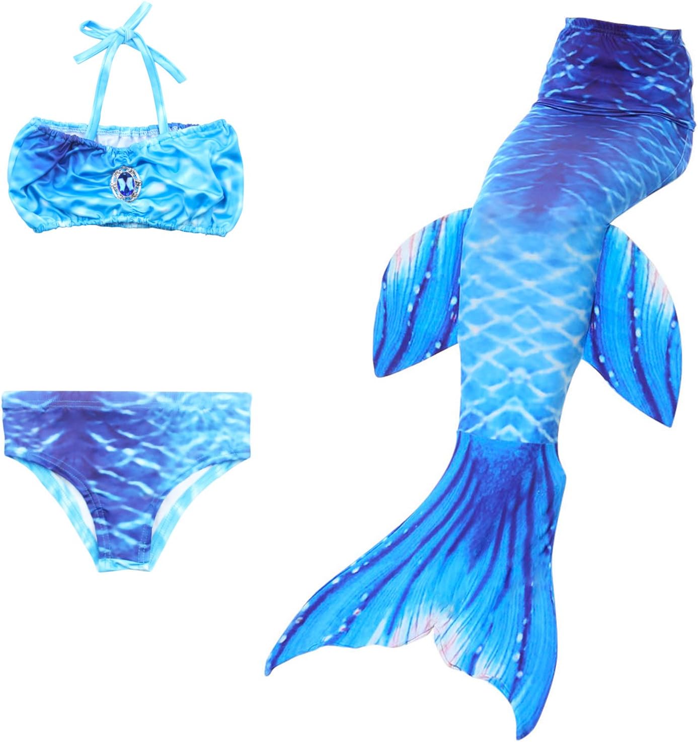GALLDEALS Mermaid for Swimming Girls Swimsuit Princess Bikini Set Bathing Suit Swimmable Costume (No Monofin)