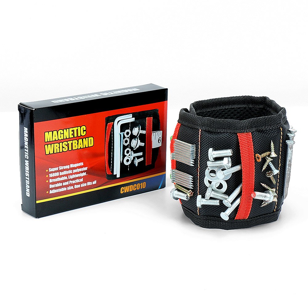 Magnetic Wristband with Strong Magnets for Holding Screws Nails Drill Bits - DIY Handyman Electrician Repair Tools