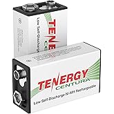 Tenergy Centura 9V NIMH Rechargeable Batteries, 200mAh Low Self-Discharge Square Battery for Smoke Alarm/Detector, 2 Pack