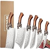WXCOO Forged Kitchen Chef Knife Set Stainless Steel Meat Fish Fruit Vegetables Slicing Knife Butcher Boning Cleaver Knives, 6PCS