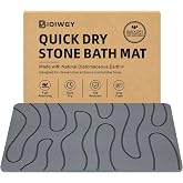 BIOIWGY Stone Bath Mat, Diatomite Fast Drying Non Slip Stone Shower Mat, Super Absorbent for Bathroom &amp; Kitchen, Multi-Use as Pet Mat, Easy to Clean 16"x24", Gray