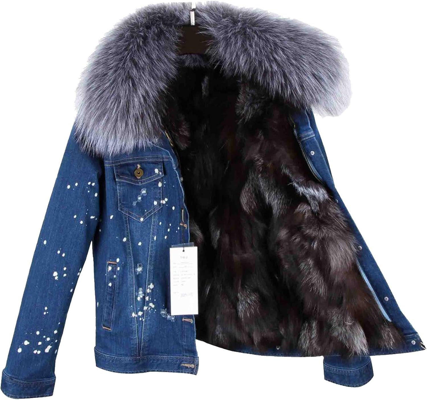 fox fur denim jacket