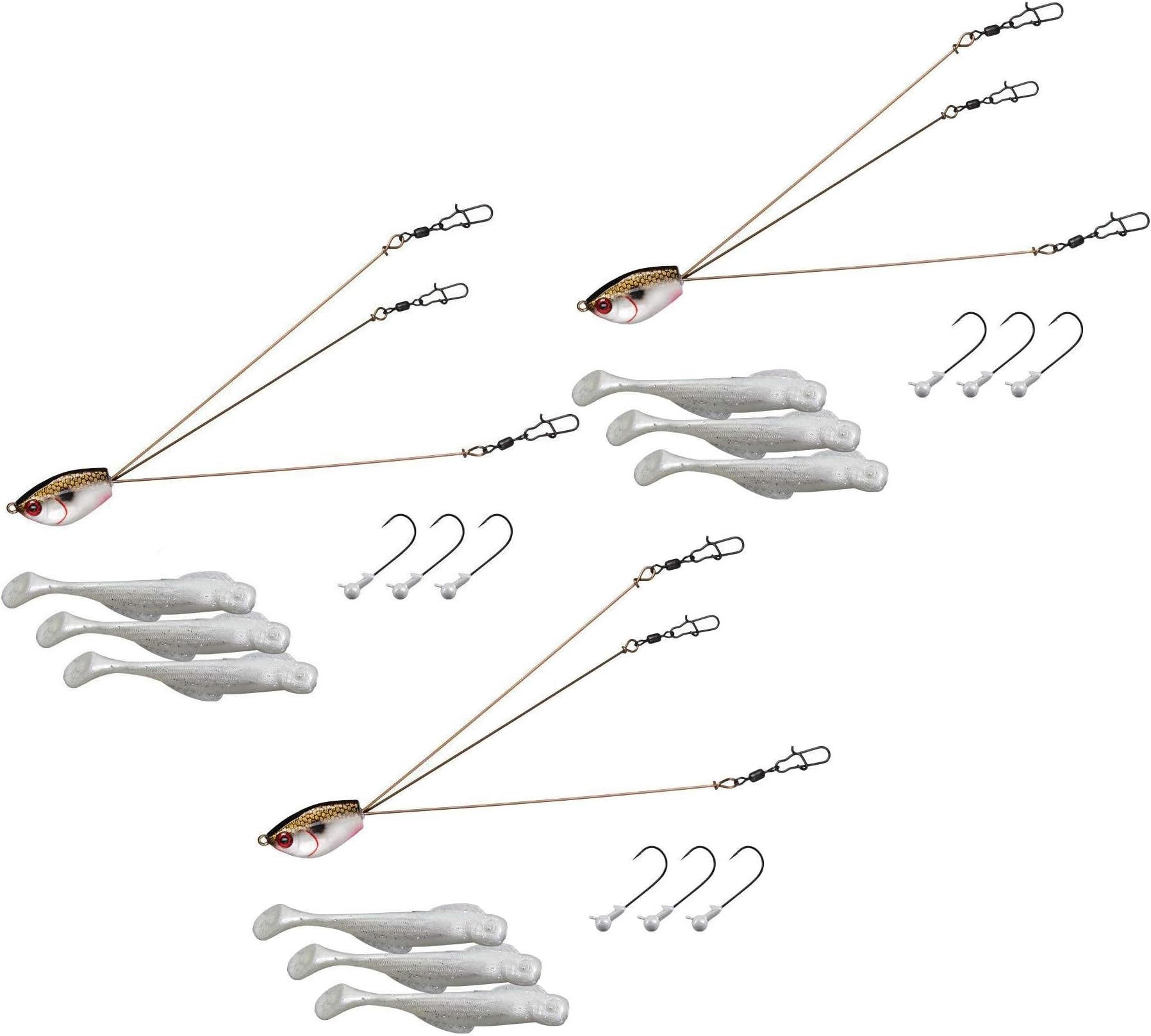 YUM Yumbrella Fishing Lure Tennessee Special 3 Wire Rig + Minnows (3 Pack)