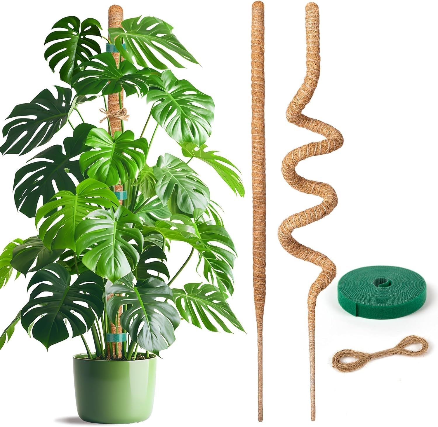 2 Pcs Moss Pole, Moss Pole for Monstera, Bendable Plant Sticks Support for Potted Indoor Climbing Plants, Handmade Coco Coir Pole Plant Support for Creeper Plants Grow Upwards (60cm)