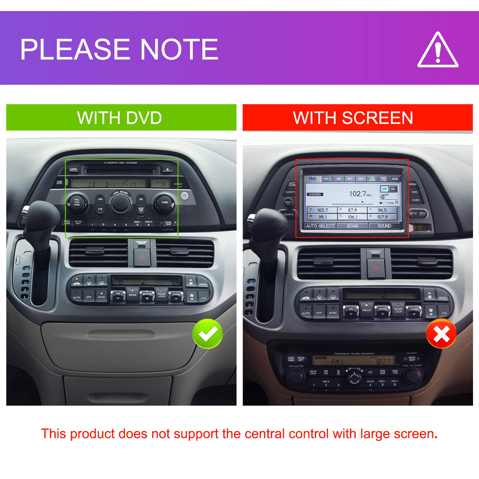 4Core 2G+64G Android Car Radio for Honda Odyssey 2005-2010, Rimoody Car Stereo Wireless Carplay Android auto 10.1 Inch Touch Screen GPS WiFi EQ Mirror Link Bluetooth FM Backup Camera