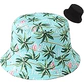 DIYDECAL Coconut Tree Print Bucket Hat,Beach Sun Hat Fisherman Hats for Mens Womens