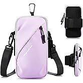 Phone Holder Arm Bands, Small Crossbody Shoulder Holsters Bag with Arm Band, Fits iPhone and All Cell Phones, Use for Running, Walking, Hiking & Biking (Plus Size Purple)