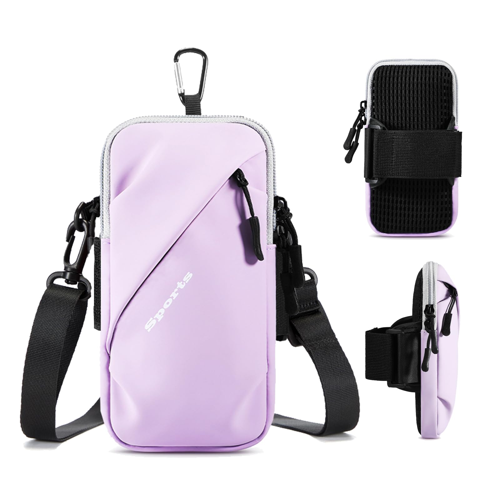 Photo 1 of Phone Holder Arm Bands, Small Crossbody Shoulder Holsters Bag with Arm Band, Fits iPhone and All Cell Phones, Use for Running, Walking, Hiking & Biking (Plus Size Purple)