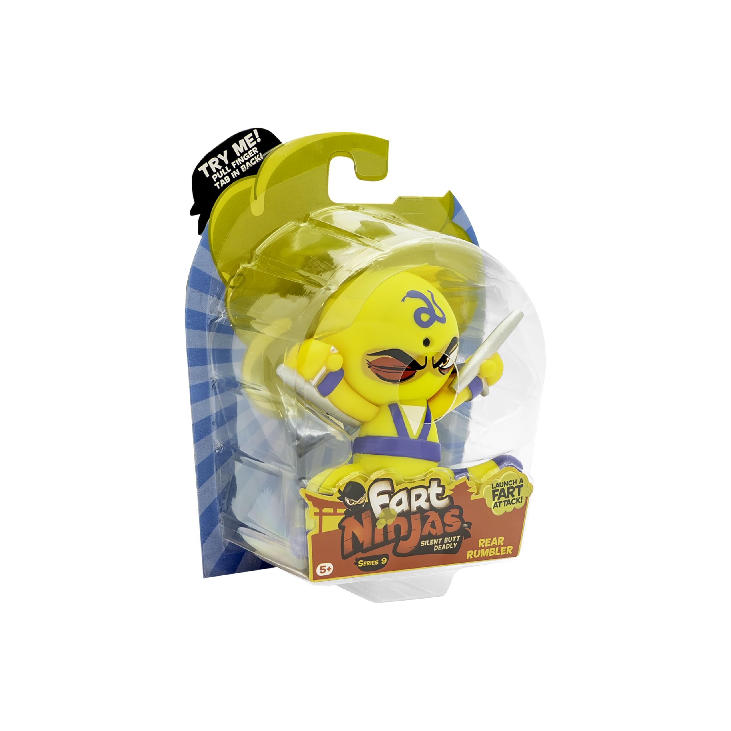 Fart Ninjas ,Rear Rumbler Series 9 Collectible Figures,10 Hilariously Realistic Fart Sounds,Ages 5+ Gifts & Toys 8 to Collect, Yellow