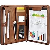 LeatharioPortfolio Business Folder Padfolio A4 Writing Pad Document Organizer for Men Women Office Conference Notepad Clip Boards