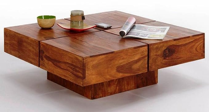 TimberTaste Cento Solid Wood Coffee Table (Teak Finish)