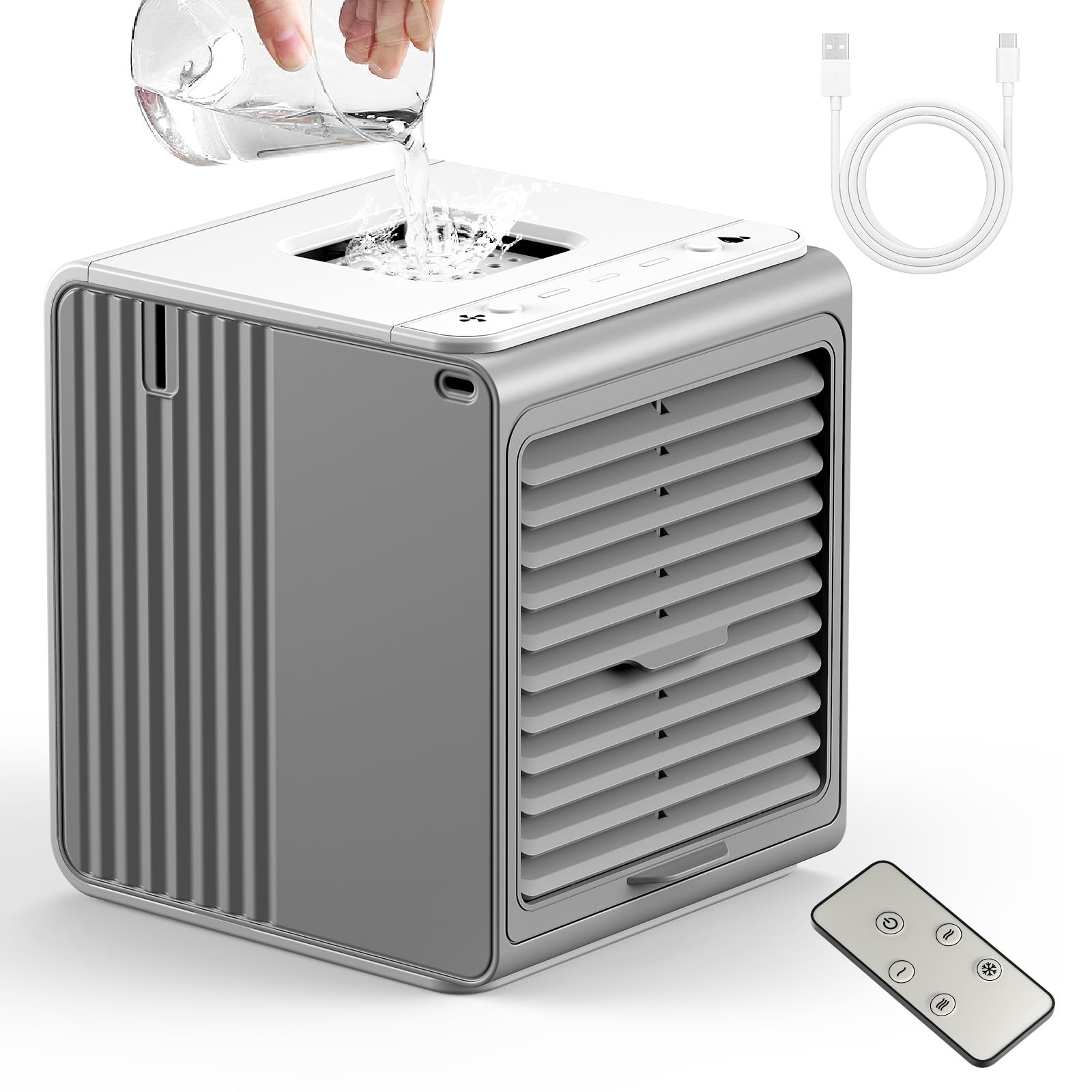 Photo 1 of Portable Mini Air Conditioner,BIESQYA 3-in-1 Personal Small Ac Unit Cooler, 3 Speed USB Powered Desk Fan,Swamp Evaporative Windowless Humidifier for Room Office Camping Car,Grey