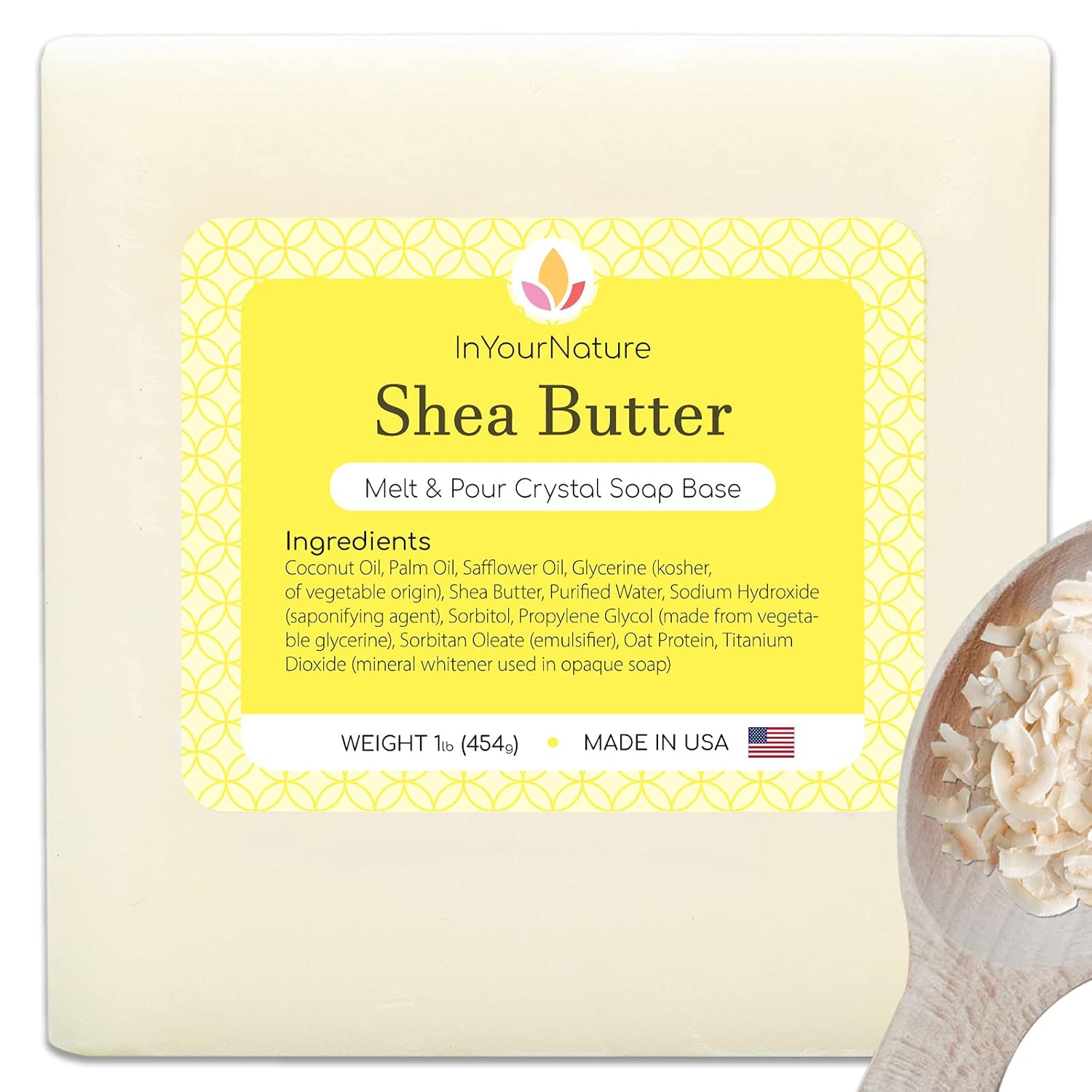 InYourNature Shea Butter Soap Base Melt and Pour 2 LB Organic Shea Soap Base Kit with Natural Ingredients, DIY Homemade Soap Making Supplies, Vegan All-Natural Shea Easy to Use Soap Bar, Made in USA: Beauty