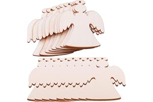 MALYUNIN Pack of 50 Wooden Crafts to Paint 3 inch Christmas Tree Hanging Ornaments Unfinished Wood Cutouts Christmas Decoration DIY Crafts (Wooden Angel Cutouts)