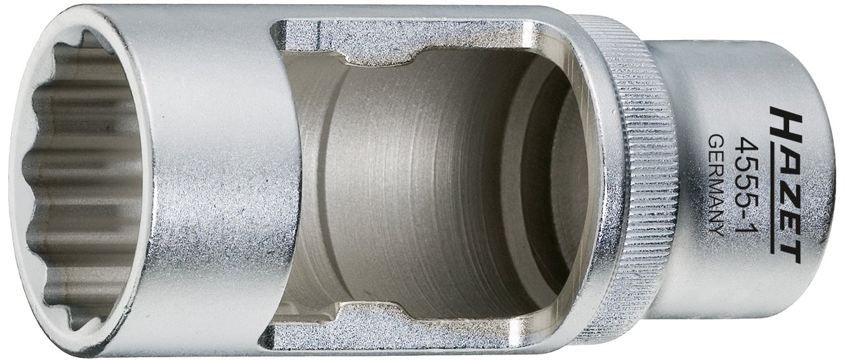 HAZET 4555-1 85 mm 12-Point Profile Injection Nozzle Socket - Chrome-Plated