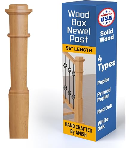 SP-4091 Poplar Box Newel Post, 55 x 6.25 x 6.25 in, Unfinished