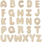 Beebeecraft 1 Box 26Pcs 26 Styles Cubic Zirconia Letter Charms 18K Gold Plated Brass A-Z Alphabet Charms Beads for Bracelets Necklace Wristbands DIY Jewelry Making