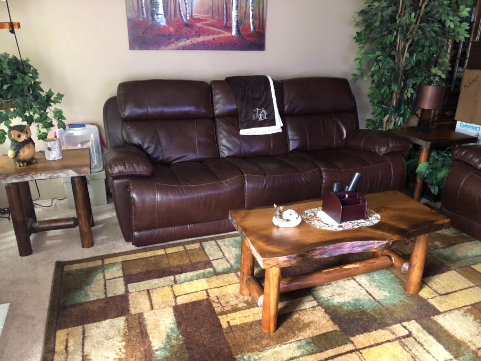 32/mo Finance Rustic Log Coffee and End Table Set Pine and Cedar