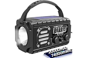 TFTDOUP Emergency Radio Hand Crank Solar, AM/FM/SW NOAA Weather Radio Built-in 20000mah Large Battery Powered,Type-C Charger,Flashlight, Reading Light,SOS, Compact & Portable for Camping/Emergencies