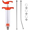 TOHONGADON 20ML Animal Drenching Syringe, 2 Nozzles, Adjustable Dosage, Reusable, Suitable for Goat, Horse, Sheep, Pig, Cattle, Dog, Cat