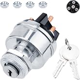 Ignition Switch with Key, Universal Ignition Key Switch, 12V 4 Position | Starter Key Ignition Switch, Fits Most Car, Truck, Tractor, Trailer, Forklift, and More, Acc/Off/IGN/Start 4 Terminal