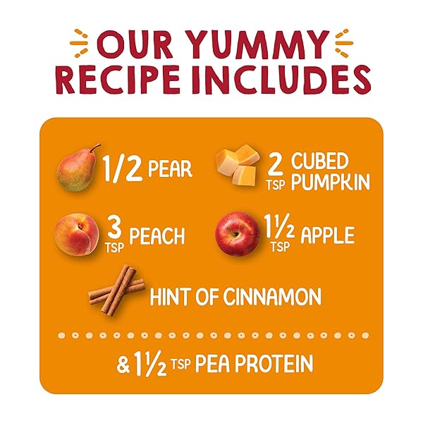 HAPPY TOT ORGANICS STAGE 4 BABY FOOD POUCHES, GLUTEN FREE, VEGAN SNACK, FIBER & PROTEIN FRUIT & VEGGIE PUREE, APPLES, PEACHES, PUMPKIN & CINNAMON, 4 OUNCE (PACK OF 1)