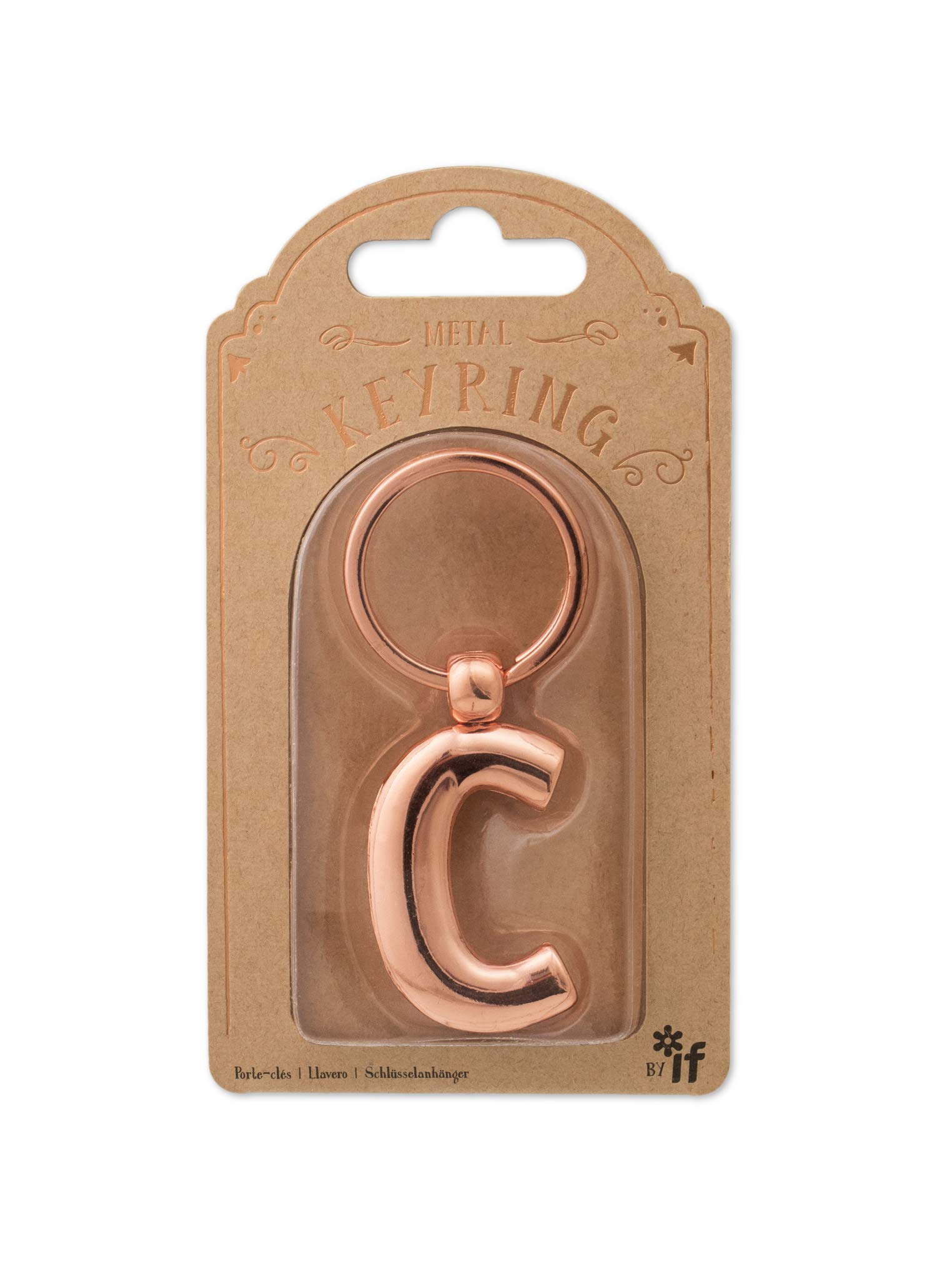 IF Metal Letter Keyring Personalised Alphabet Letters - Rose Gold - C — image 1