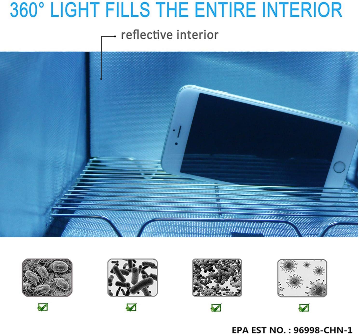 UV-C Light UV Cleaner Bag Portable/USB Input/Jumbo Size Capacity / 5/15/30 Minutes Timer/UVC Without Ozone Smell ( Sterile tote CTUV-T2)