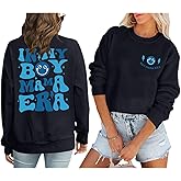 Zoemghc In My Boy Mom Era Sweatshirt Women Funny Mama Graphic Shirt Cool Mom Shirts Casual Long Sleeve Gift Pullover Tops