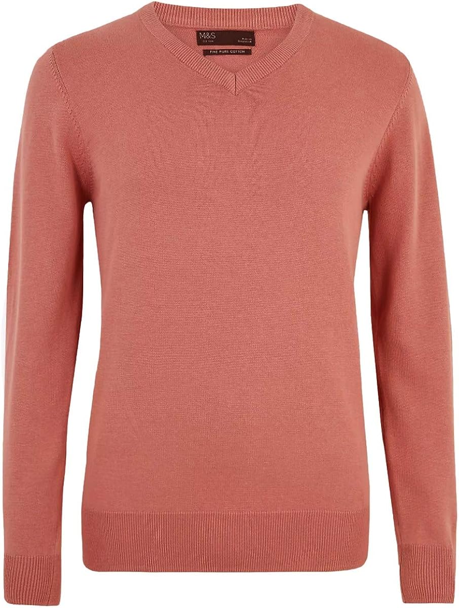 m&s mens cotton v neck jumpers