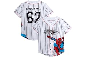 Marvel Spider-Man Boys Baseball Jersey - Novelty Fashion Vintage Spidey Shirt - Avengers Jersey Top for Boys (Sizes: 4-20)