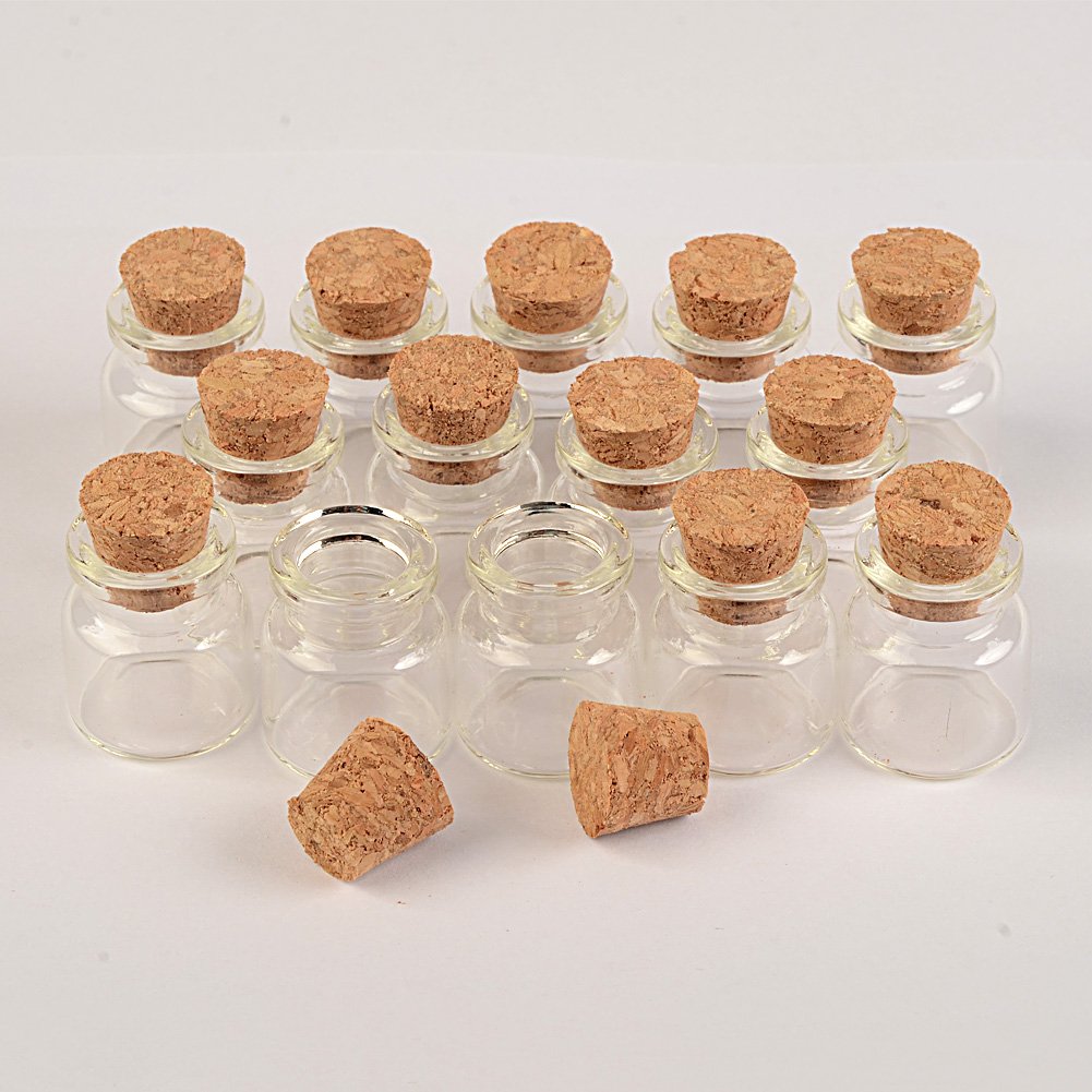 Jarvials Each Contains 100 pcs Glass Bottles, 4CC Transparent Glass Bottles with Cork, DIY Handicraft, Storage Tool Bottles, Multi-Functional Use