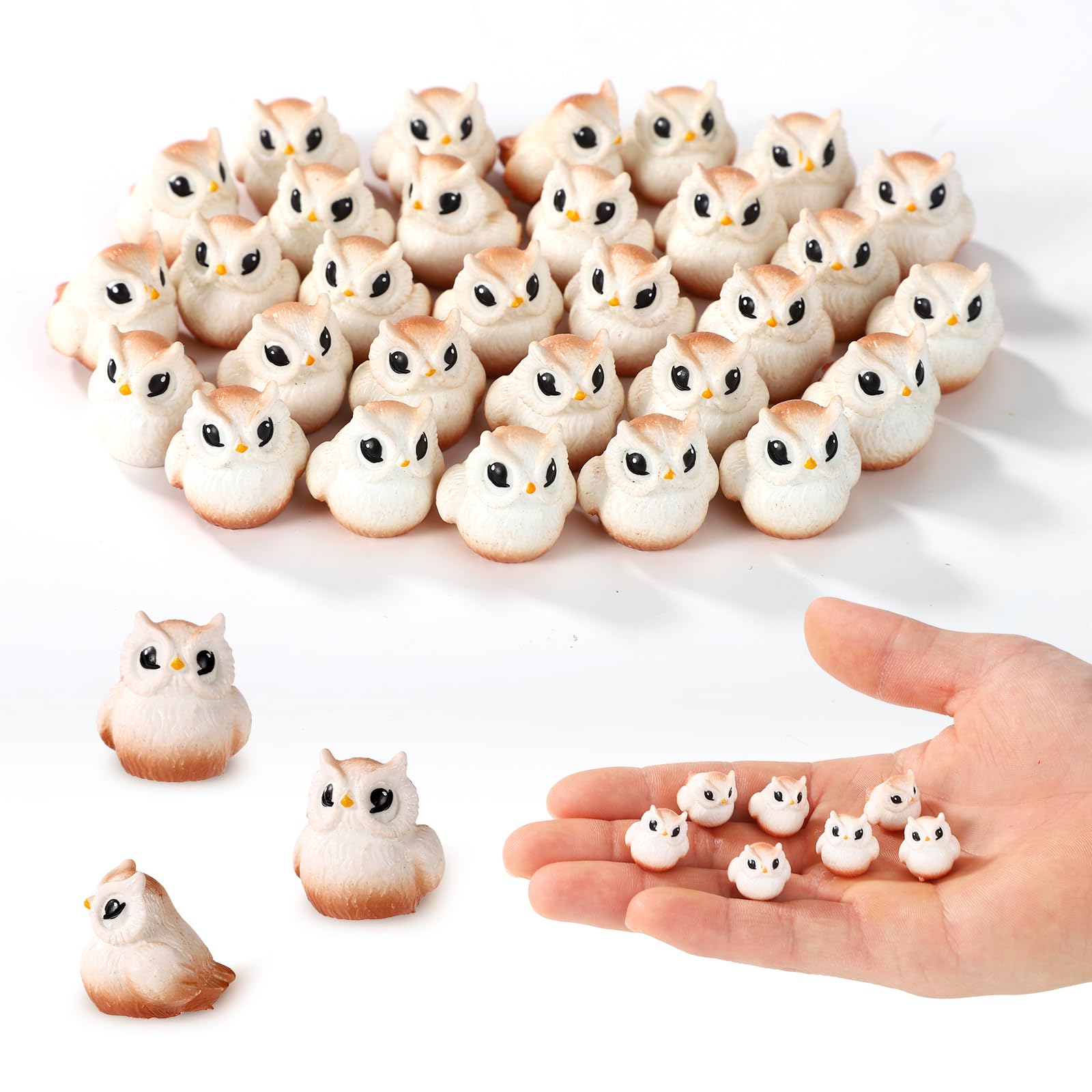 TOYMIS 30pcs Mini Resin Owl Figurines, Tiny Small Resin Animals Miniature Owl Sculpture Ornaments for DIY Craft Garden Micro Landscape Plant Pots Home Decor and Car Accessories