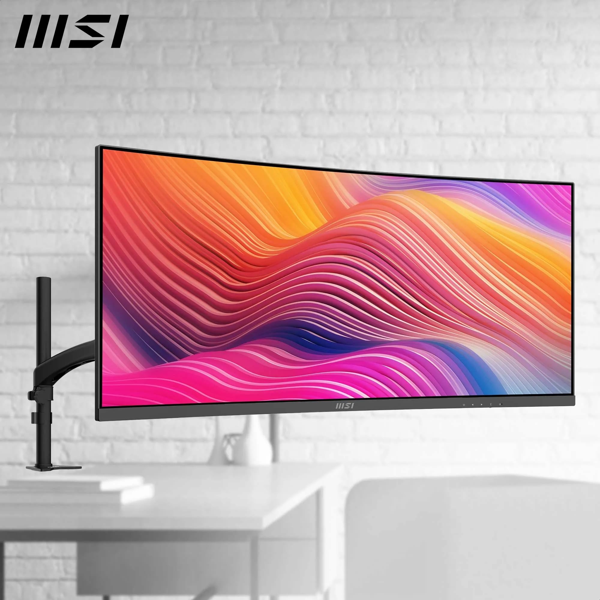 MSI Modern MD342CQP 34 Inch UWQHD 1500R Curved Monitor - 3440 x 1440 VA Panel, KVM, PIP/PBP, Wide Color Gamut, Eye-Friendly Screen, Built-in Speakers, 3-Way Adjustable - HDMI 2.0b, DisplayPort (1.4a)