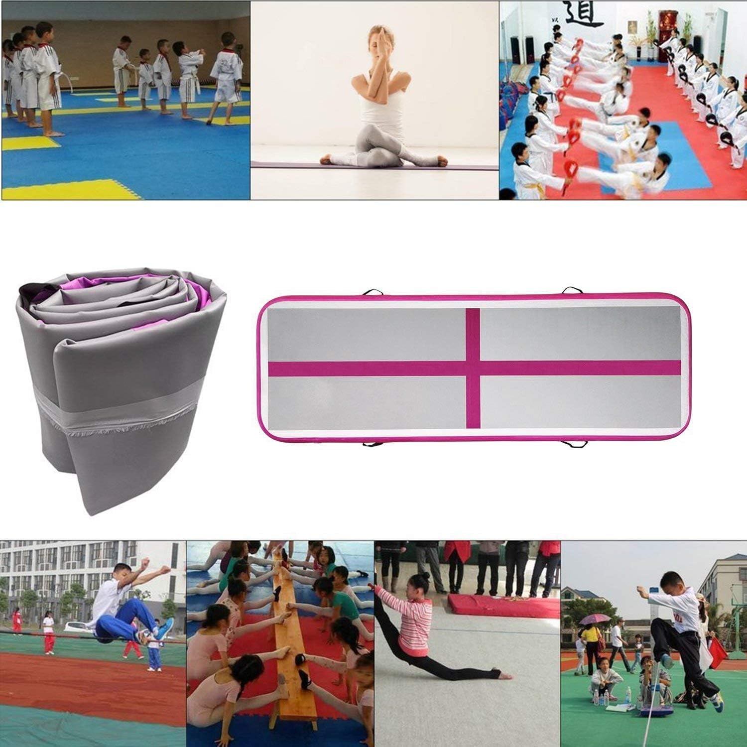 FBSPORT 8inches/4 inches Thickness airtrack mat, 26ft/23ft/20ft/17ft/13ft/10ft Tumble Track air mat for Gymnastics Training/Home Use/Cheerleading/Yoga/Water with Electric Pump : Sports & Outdoors
