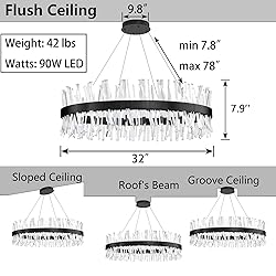 HAIXIANG Black Luxury Glam Chandelier Crystal LED