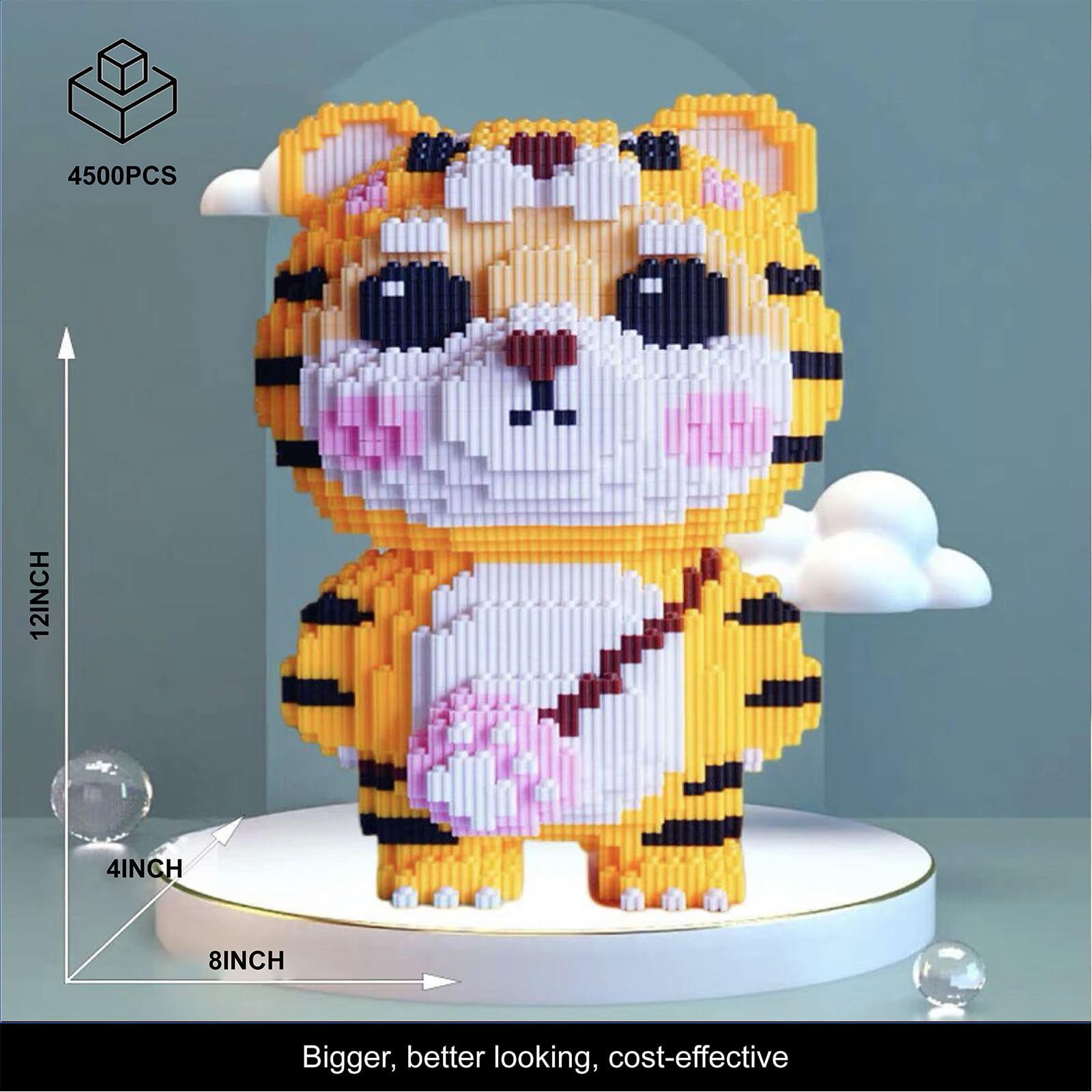 Tiger Building Blocks Sets, Forest Animal Figures Compatible with Lego, Cute & Majestic Tiger Carrying a Bag, Collectible Building Toy, Gifts for Adults