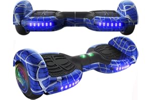 EMAXUSA, Spider-Pattern Hover Board for Kids Ages 6-12, with Bluetooth Speaker and LED Lights 6.5" Hover Board, UL2272 Safety Certified (Blue)
