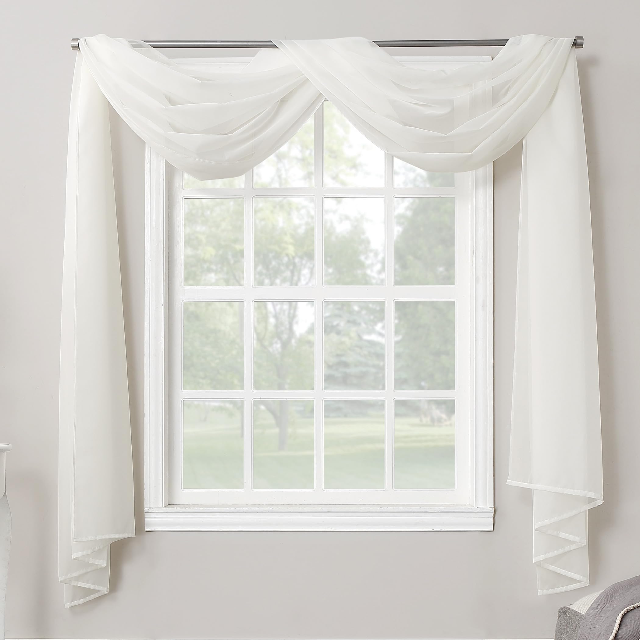 No. 918 Sheer Voile Rod Pocket Curtain Panel, Polyester Blend, Eggshell, 59" W x 216" L (Pack of 1)