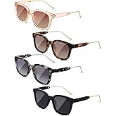 Xuhal 4 Pairs Polarized Sunglasses for Women Men Classic Square Trendy Sunglasses for Women Boys Girls UV Protection Lens Sunnies Vintage Eyewear Retro Trendy Shades Sun Glasses, 4 Styles
