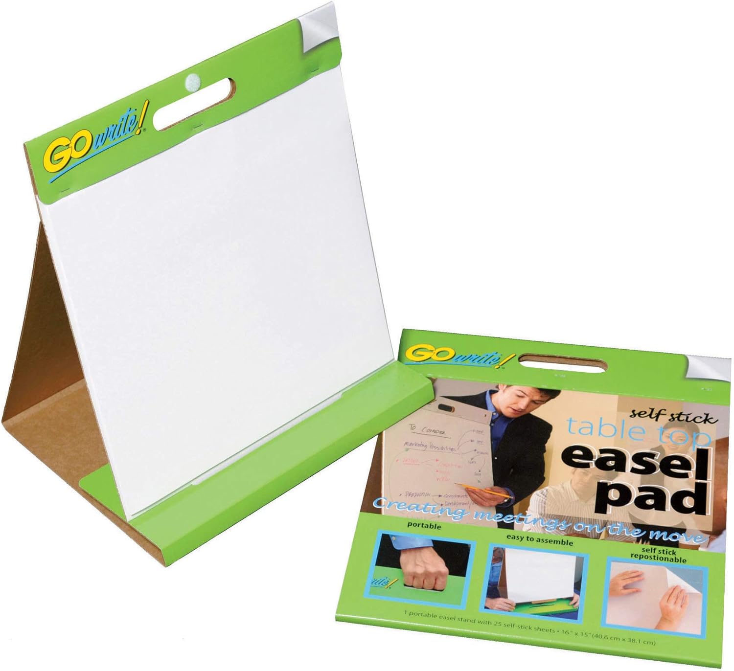 GoWrite! Self-Stick Table Top Easel Pad, 16"X15", 25 Sheets : Office Desk Organizers : Office Products