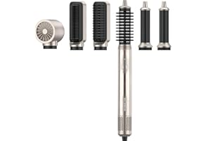 Hair Dryer Brush TECHMERI 6 in 1 Blow Dryer Brush Ions, Detachable Hair Styler Tools, Auto Wrap Curler, Hot Air Brush for Drying, Straightening and Volumizing