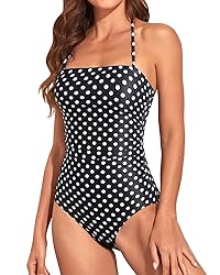 Holipick Women Black Dot Strapless Bandeau One