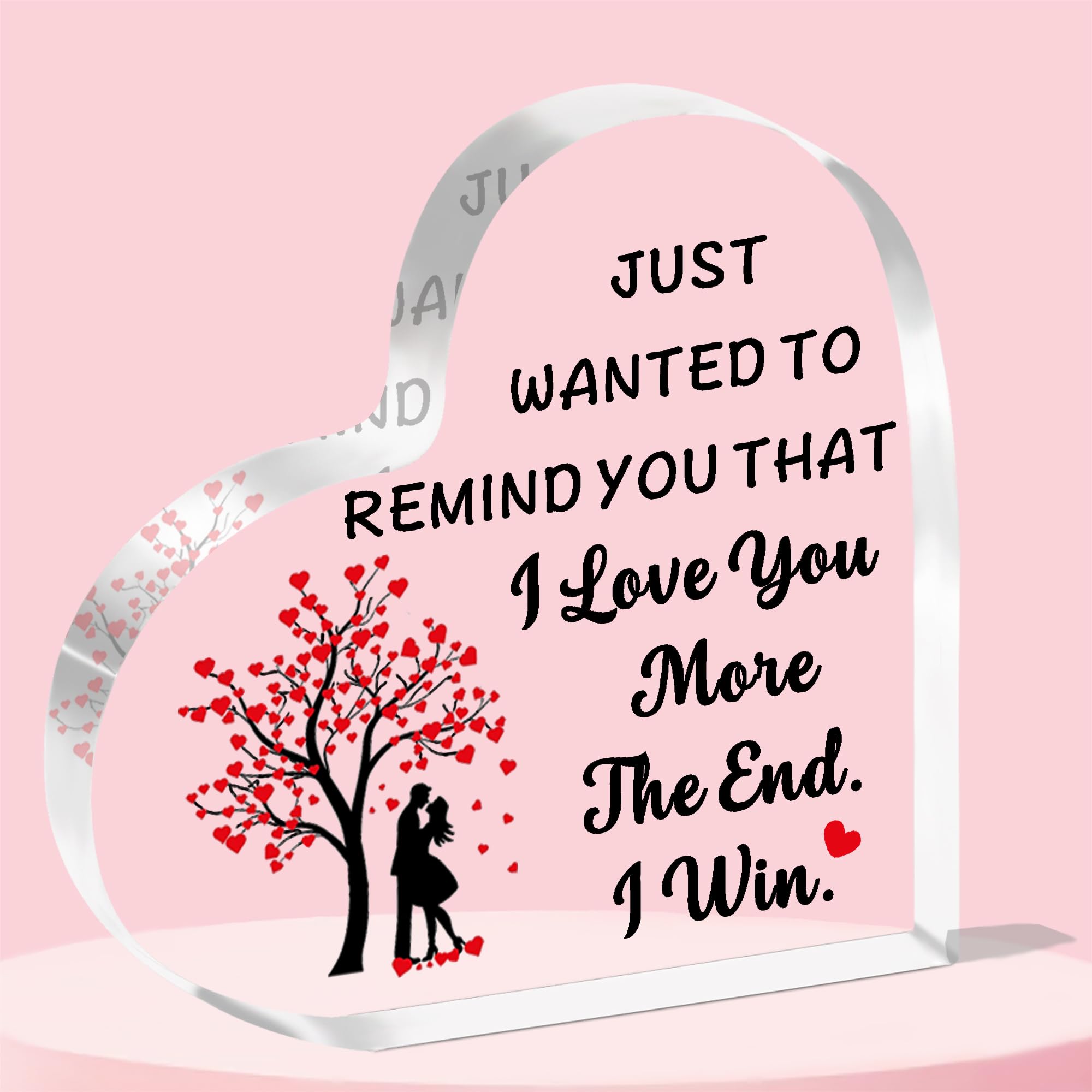 JETTOP I Love You Gifts for Him Her Anniversary Valentines Christmas Brithday Gifts for Boyfriend Girlfriend Husband Wife Heart Plaque Acrylic I Love You More The End I Win