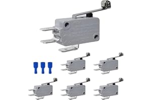 Yoiilnz 6Pcs Limit Switch Long Hinge Roller Lever Arm, SPDT Momentary Snap Action Micro Switch KW3A 16A 125/250V