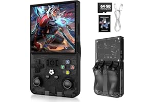 XISKT R36MAX Upgraded Retro Gaming Console,4.0 inch IPS Screen,Linux System with Professional RK3326 Gaming Chip, Retro Handheld Game Console Built-in 18000+ Games,4000mAh Large Battery(Transparent Black)
