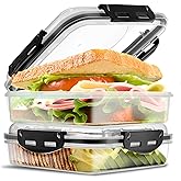 Tafura Premium Sandwich Containers & Box - 2 Pack BPA Free Lunch Containers for Lunch Boxes - Durable & Reusable Sandwich Holder for Freshness (Black)