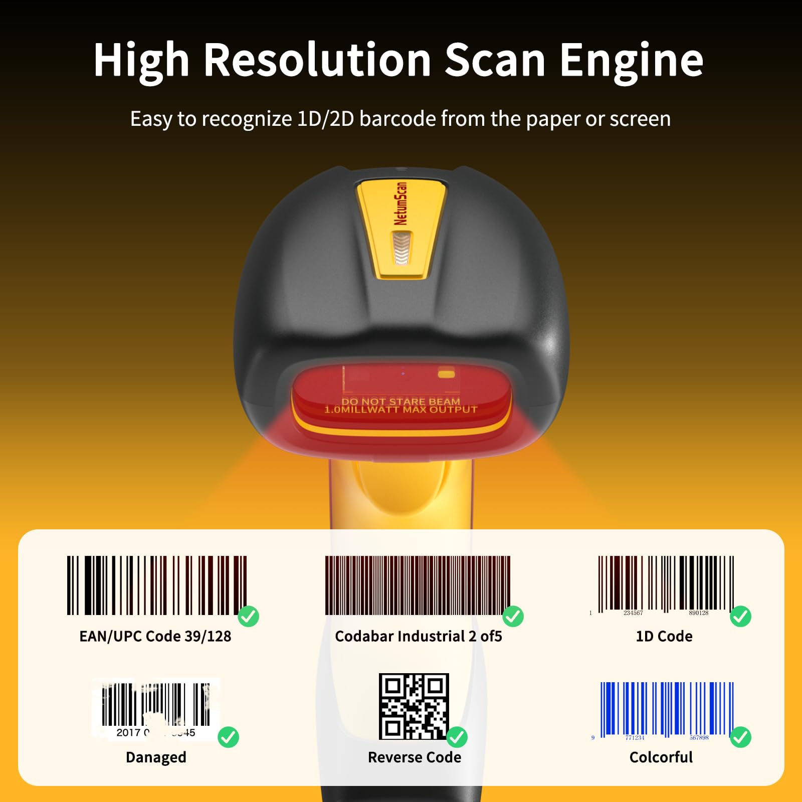 NetumScan Upgraded Industrial Bluetooth QR Barcode