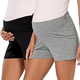 fitglam Women's Maternity Shorts Lounge Sleep Pajama Workout Comfy Stretchy Pregnancy Shorts
